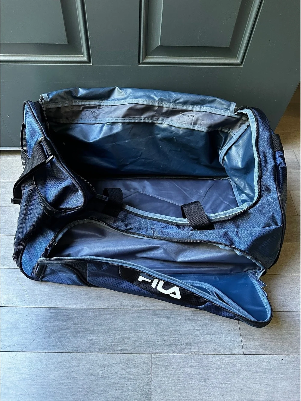 FILA Navy Blue Sports Duffle Bag Travel Gym Basketball Football Soccer Athletic